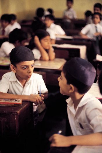 Two boys at the Dadar Parsi Youth Assembly School, Bombay 1984. (Copyright Sooni Taraporevala)